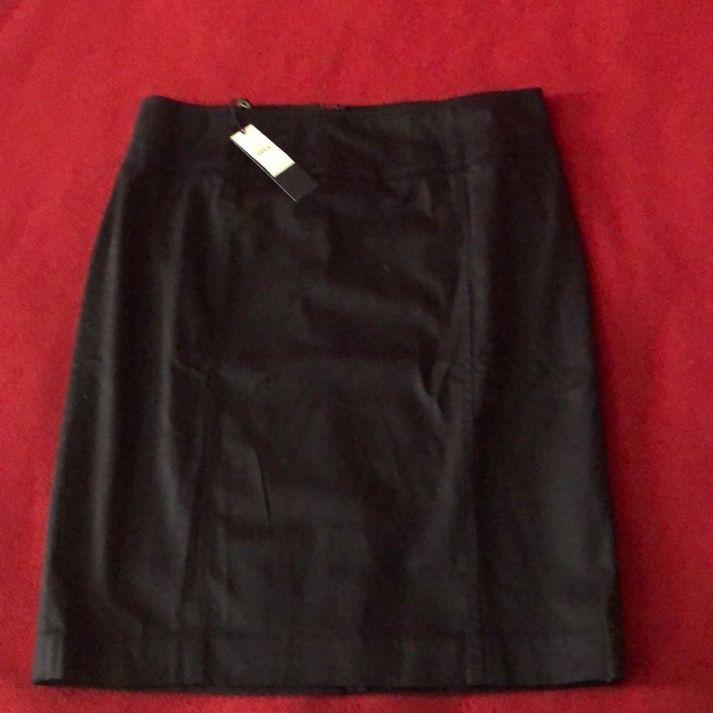 NWT black cotton sateen pencil skirt